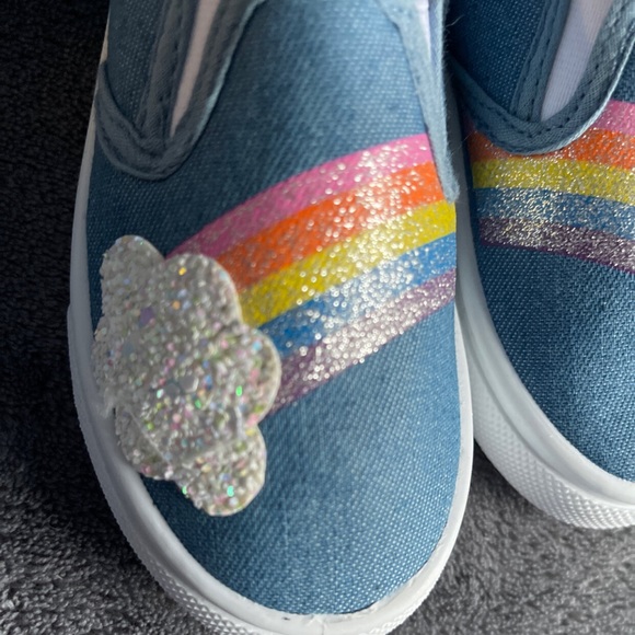 Baby girl denim cloud rainbow slip ons - Picture 2 of 3